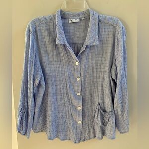 Habitat Long Sleeve Button Down Lightweight Coastal Peasant Boho Style Shirt Top
